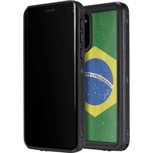 Brazil Flag Distressed Galaxy S20 Plus Waterproof Case